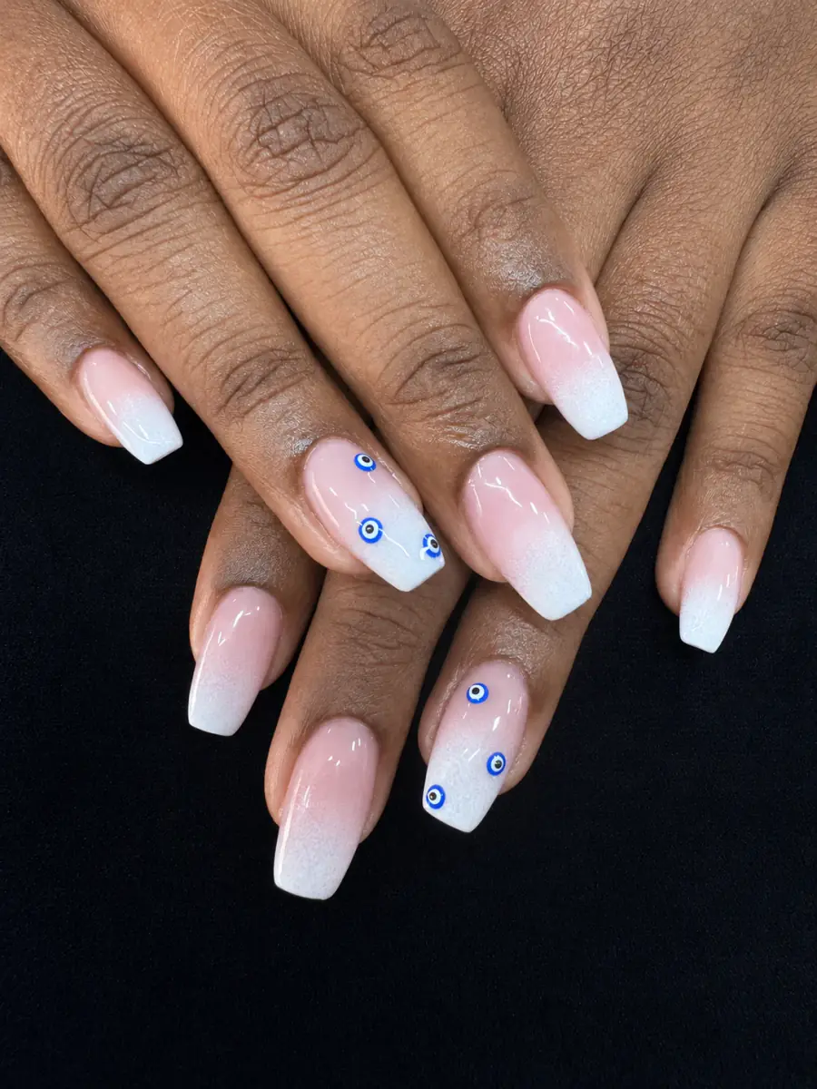 Evil Eye Ombré nail design by Bia
