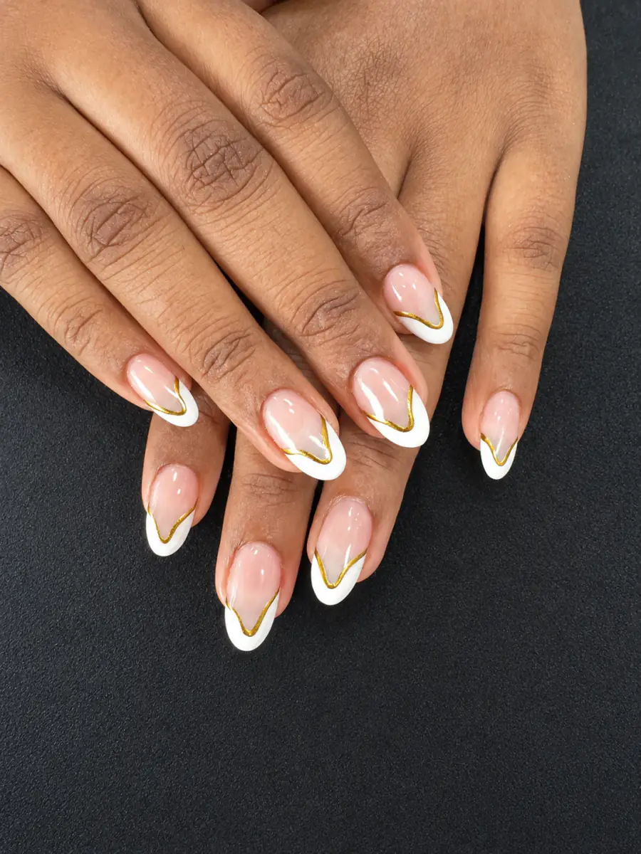 Gilded French nail design by Bia