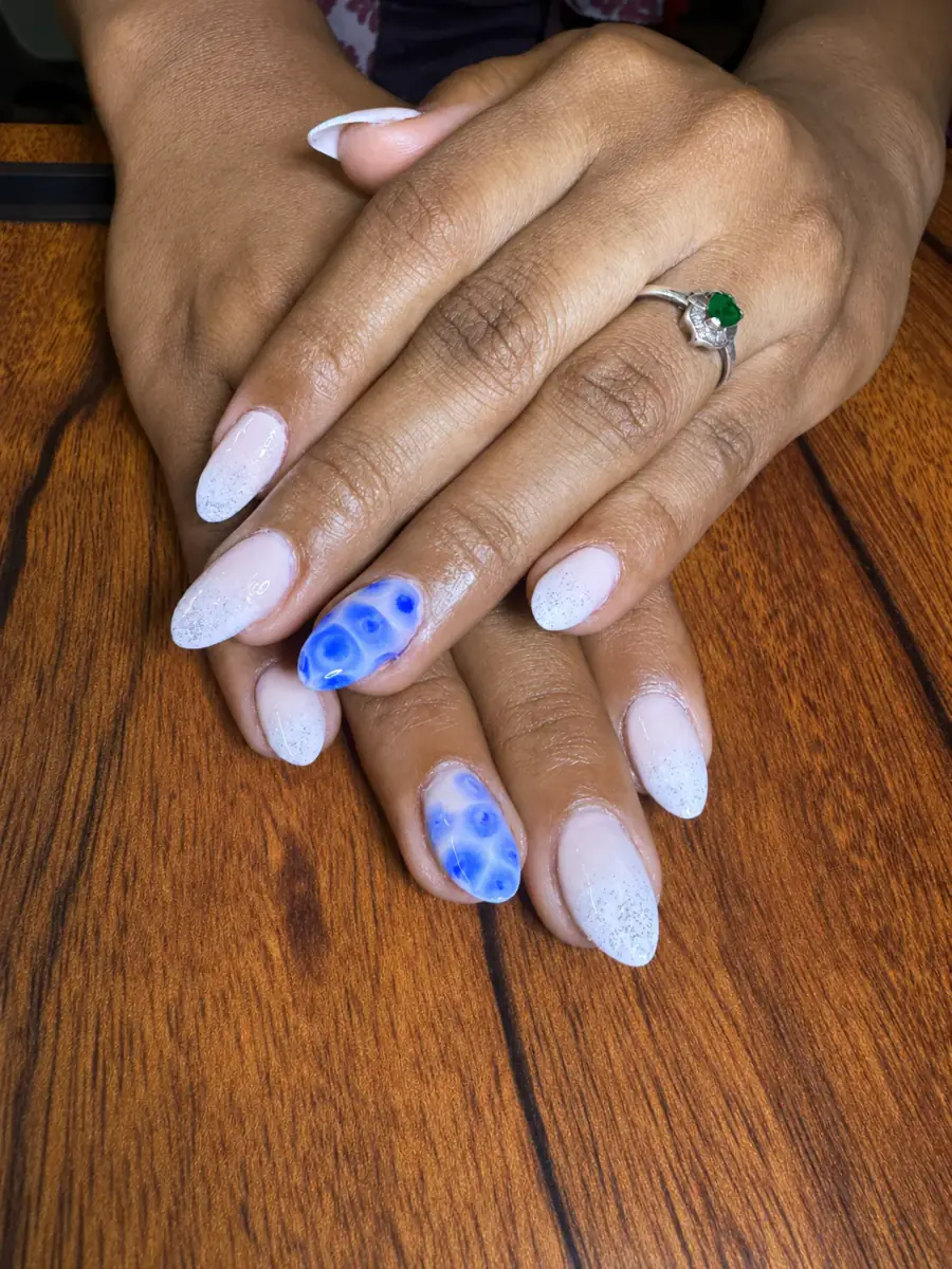 Blue Bloom client nail set by Bia